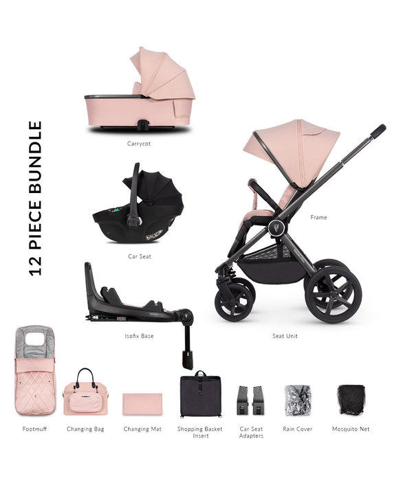 Venicci Upline Misty Rose Travel System with Tiago Car Seat and Base