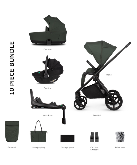 Venicci Claro in Forest 3 in 1 Travel System with Tiago Car Seat and Swivel Base