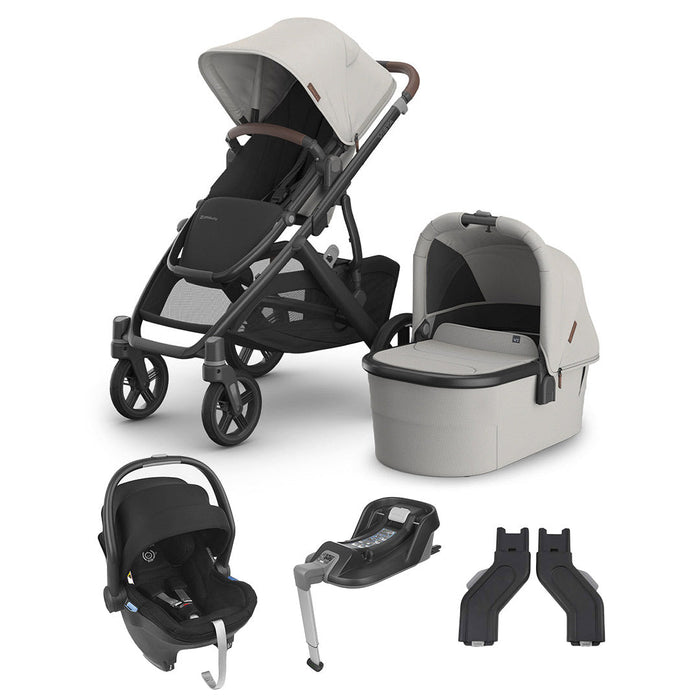 UPPAbaby Vista V3 in Savannah with Mesa iSize Car Seat & Base - Pearl Grey