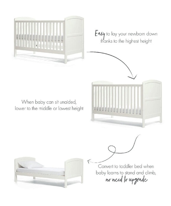 Mamas & Papas Dover 2 Piece Cot Bed Set with Wardrobe - White