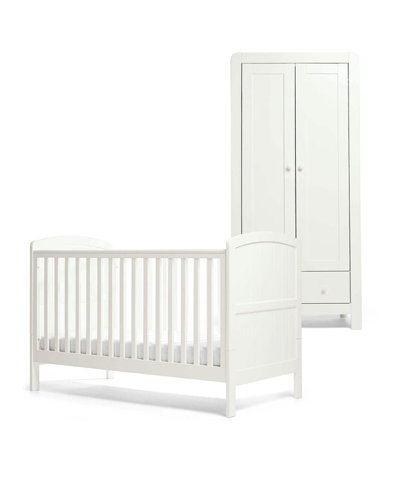 Mamas & Papas Dover 2 Piece Cot Bed Set with Wardrobe - White