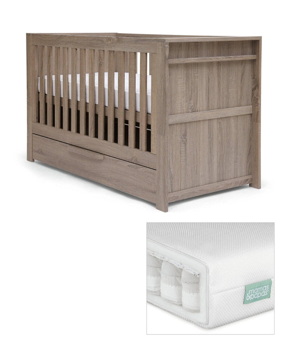 Mamas & Papas Franklin Cot Bed & Mattress Set - Grey Wash