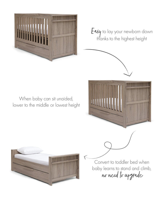 Mamas & Papas Franklin Cot Bed & Mattress Set - Grey Wash