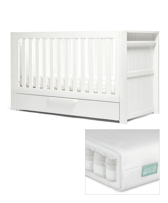 Mamas & Papas Franklin Cot Bed & Mattress Set - White Wash